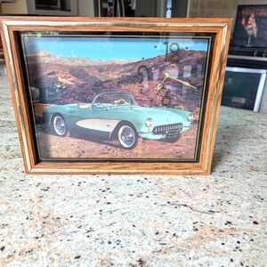 Vintage Car Photo Clock with Wooden Frame